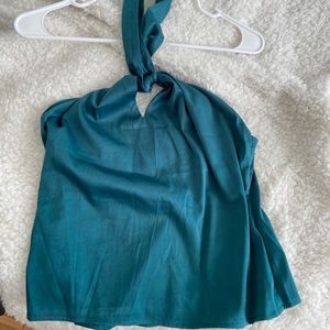 Revolve silky turquoise halter top